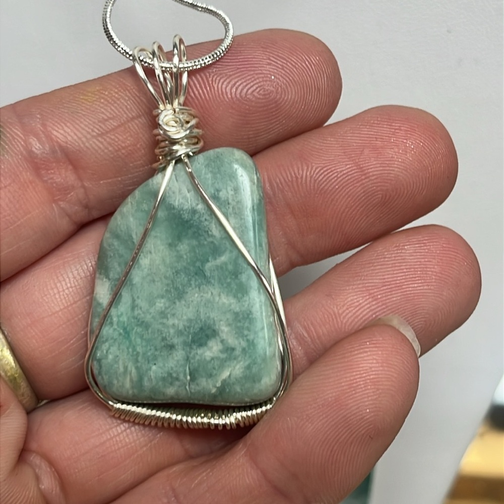 Amazonite wire wrapped Pendant